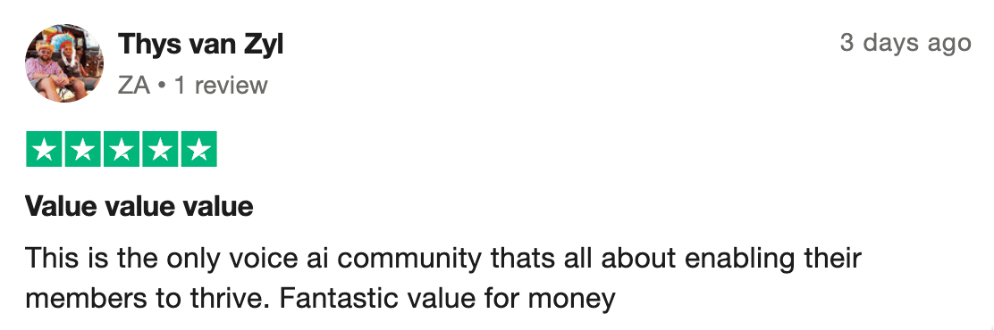 Voice AI Bootcamp member testimonial 6