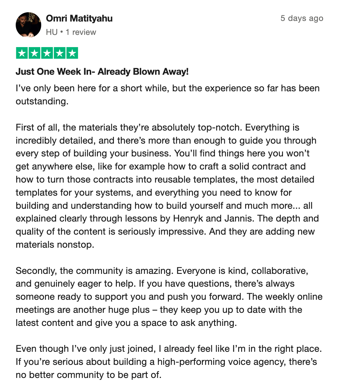 Voice AI Bootcamp member testimonial 29